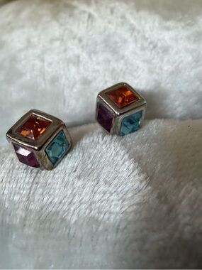 Lia Sophia Kiam Family "Lia" Silver Tone w/Cut Crystals Stud Earrings